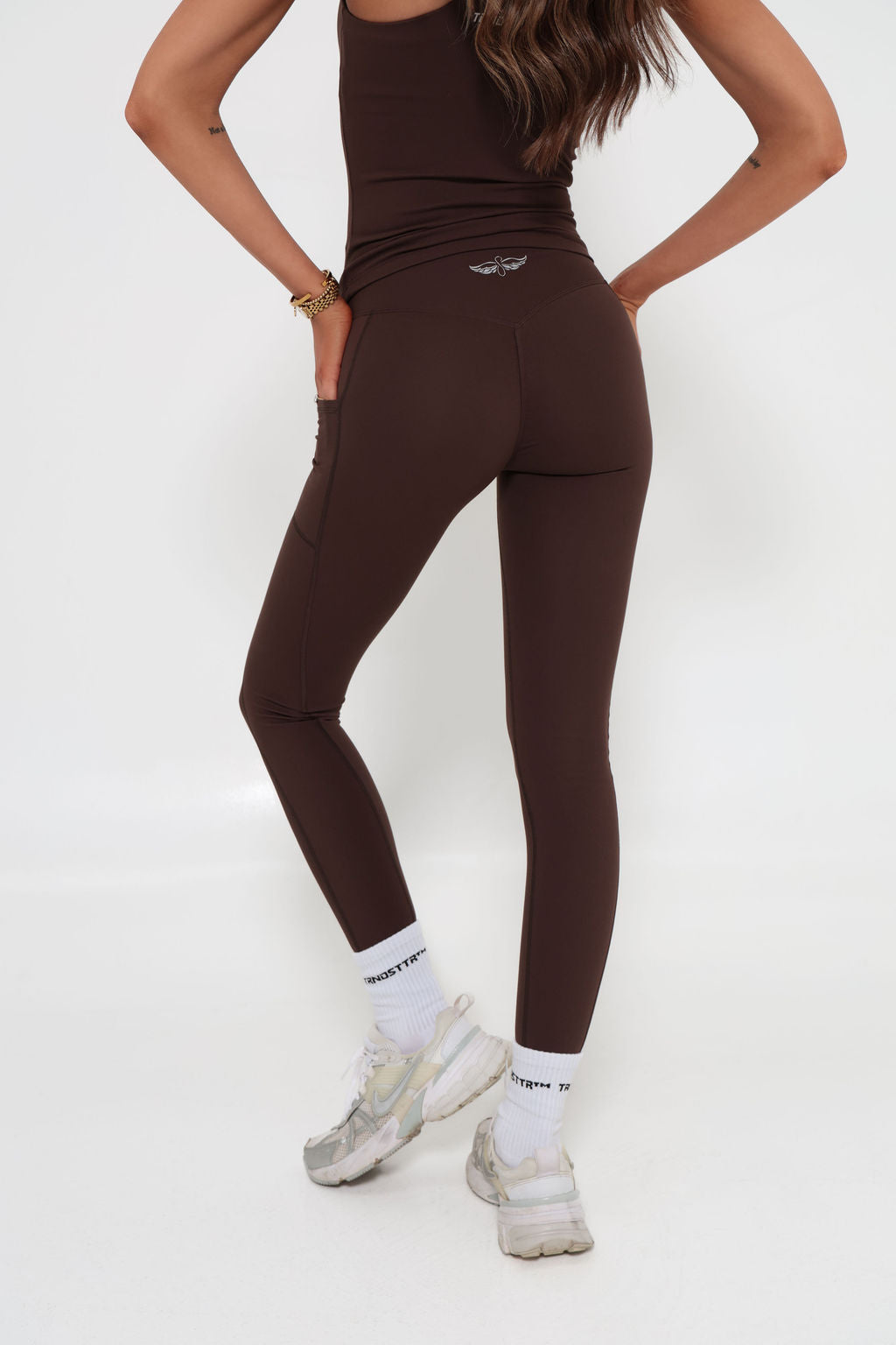 Essentials Invisible Scrunch Pocket Leggings - Mocha Brown