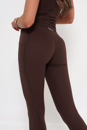 Essentials Invisible Scrunch Pocket Leggings - Mocha Brown