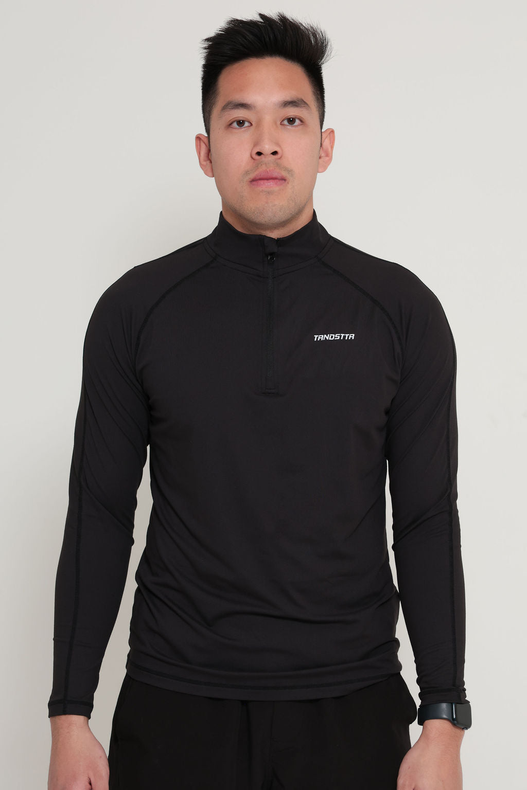 Essentials Men 1/4 Zip Compression Long Sleeve - Black