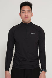 Essentials Men 1/4 Zip Compression Long Sleeve - Black