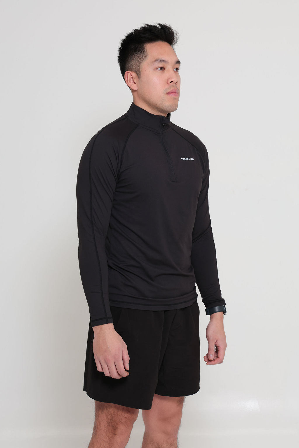 Essentials Men 1/4 Zip Compression Long Sleeve - Black
