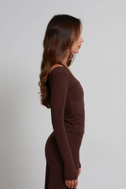 SoftForm™ V Plunge Long Sleeve - Mocha Brown