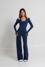 SoftForm™ Wide Leg Bottoms - Navy Blue