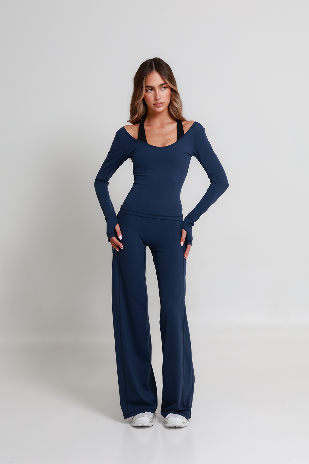 SoftForm™ V Plunge Long Sleeve - Navy Blue
