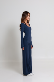 SoftForm™ Wide Leg Bottoms - Navy Blue