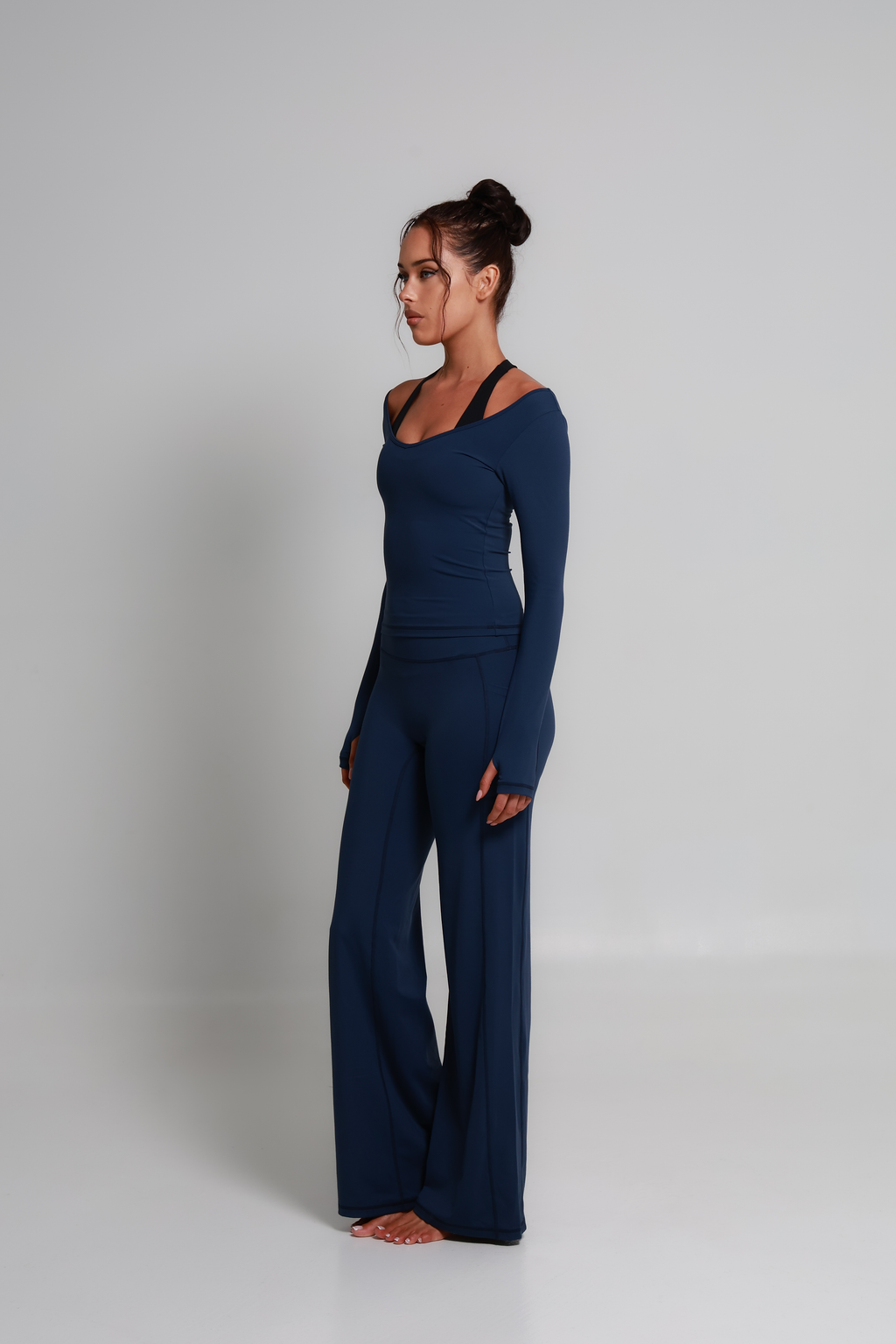 SoftForm™ V Plunge Long Sleeve - Navy Blue