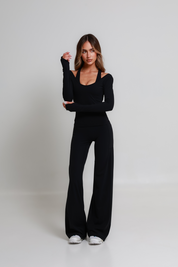 SoftForm™ V Plunge Long Sleeve - Classic Black