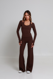 SoftForm™ V Plunge Long Sleeve - Mocha Brown