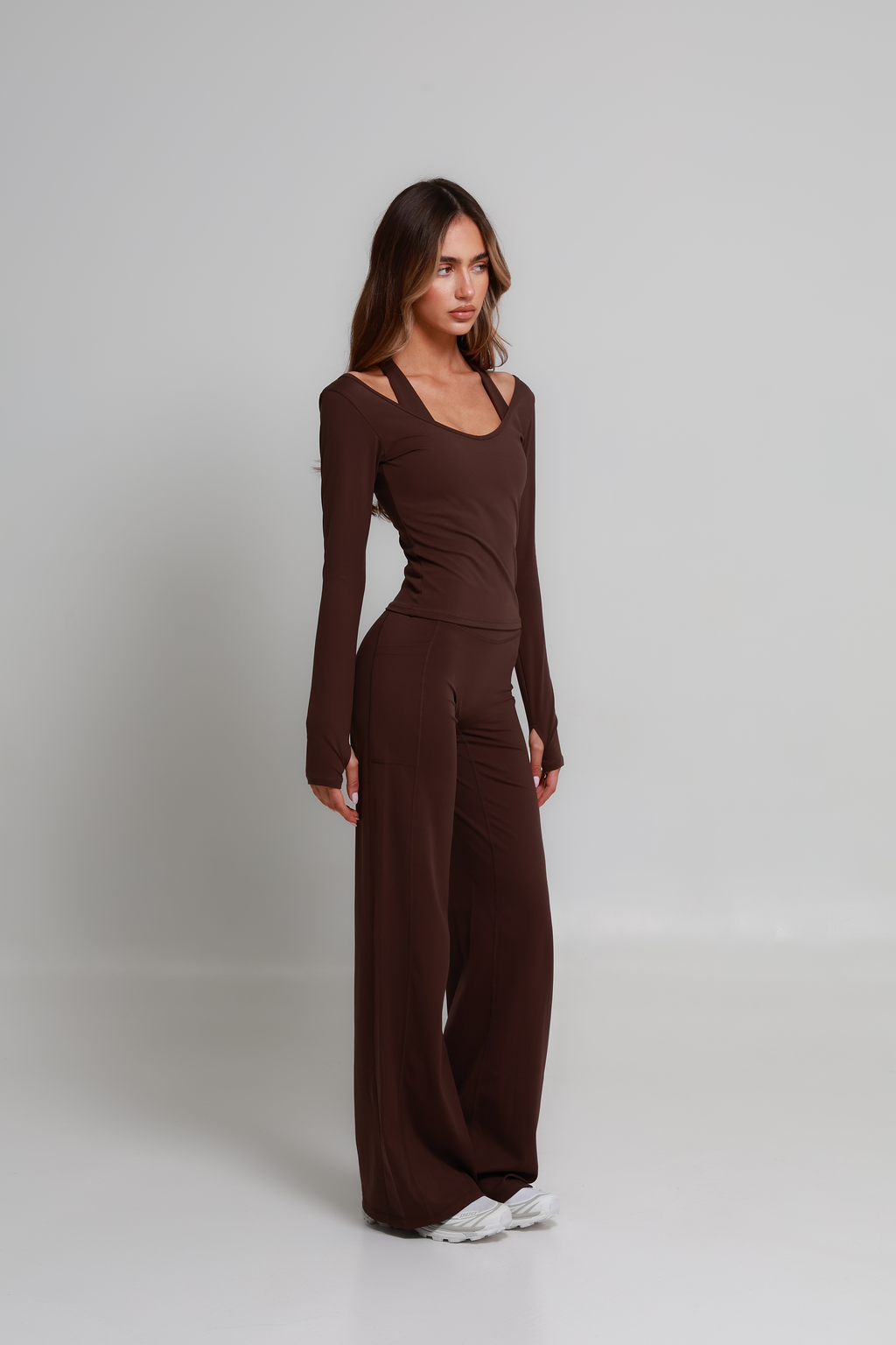 SoftForm™ Wide Leg Bottoms - Mocha Brown
