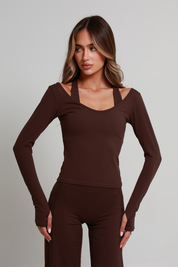 SoftForm™ V Plunge Long Sleeve - Mocha Brown
