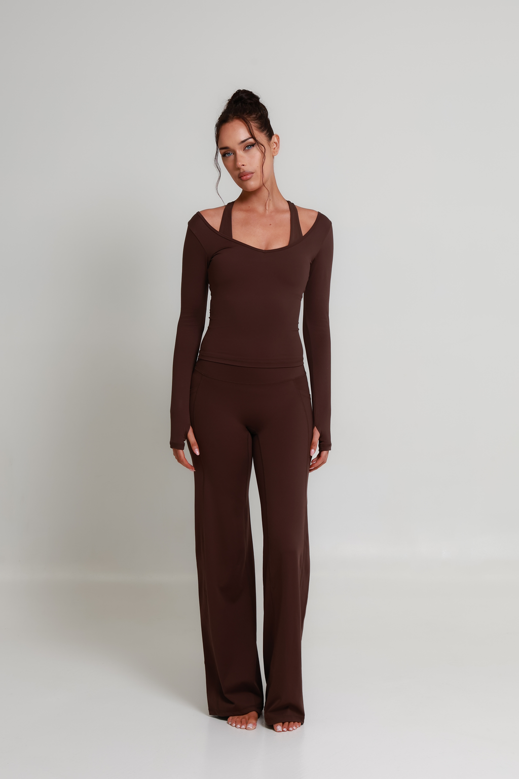 SoftForm™ V Plunge Long Sleeve - Mocha Brown