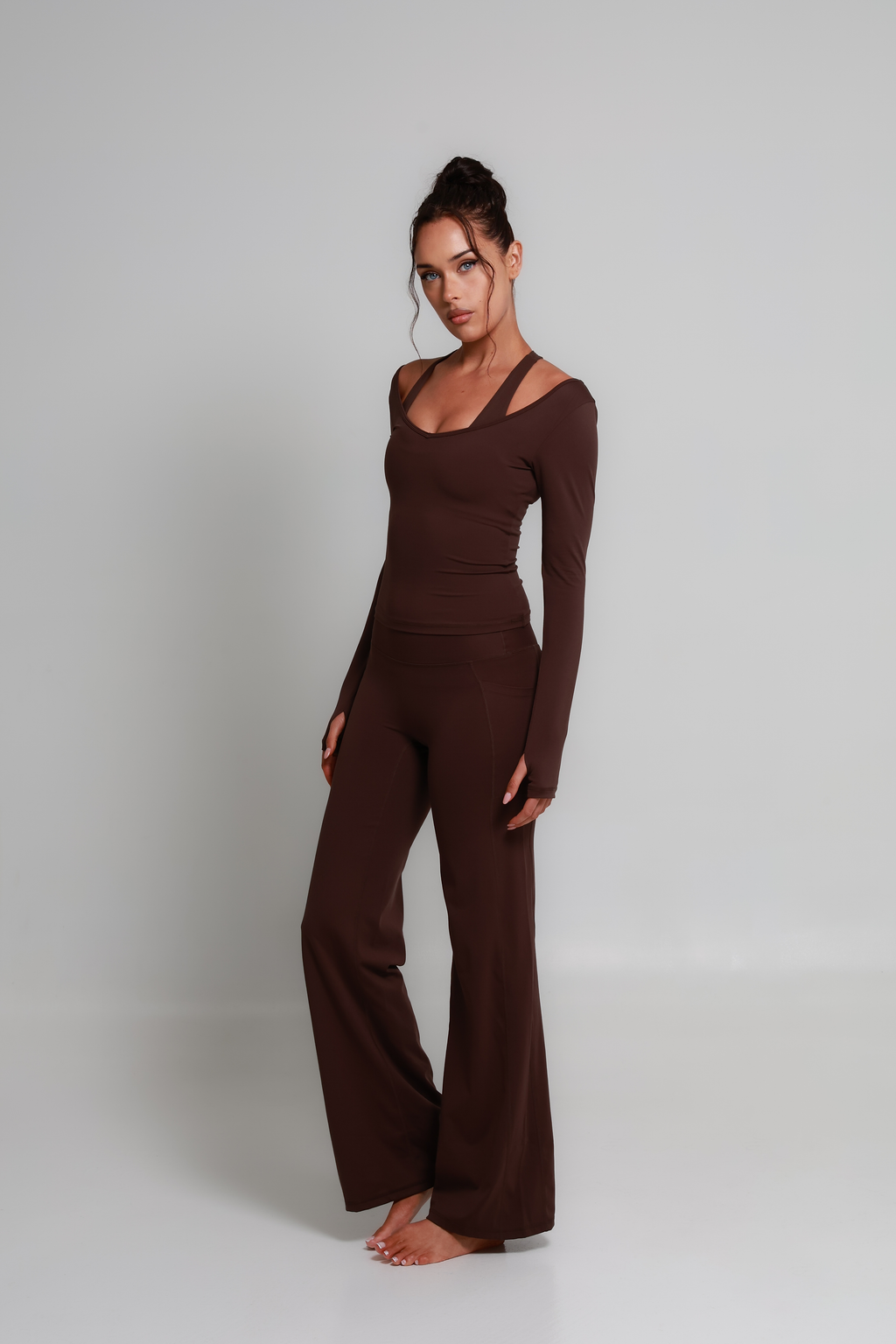 SoftForm™ Wide Leg Bottoms - Mocha Brown