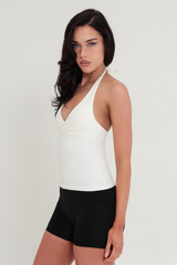 SoftForm™ Halter Tie Up Cami Tank - Ivory White